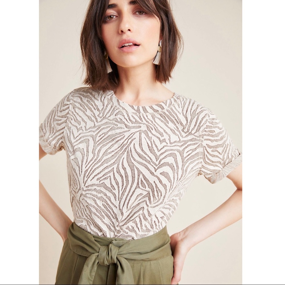 Anthropologie Structured Zebra Top Eri + Ali